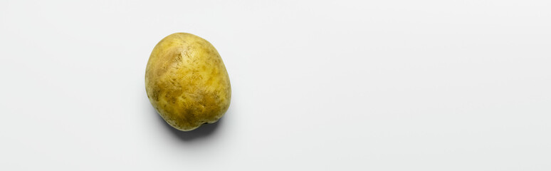 Poster - Top view of organic potato on white background with copy space, banner.