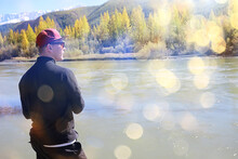Fisherman Mountain River, Landscape Fishing Summer Travel Active Leisure