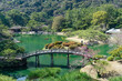 栗林公園の飛来峰から南湖に架かる偃月橋（香川県高松市）