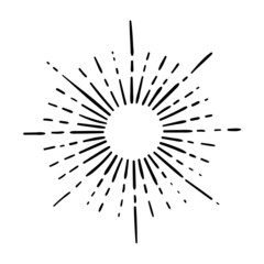 Wall Mural - sunburst, explosion effects, vintage doodle isolated on white background