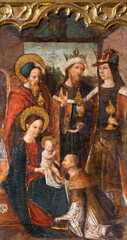 Wall Mural - VALENCIA, SPAIN - FEBRUAR 14, 2022: The painting of Adoration of Magi on the side altar  in the Cathedral by Vicente Macip from end of 15. cent.