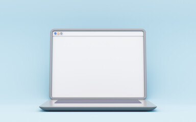 Wall Mural - cartoon laptop with blank screen mockup - 3d render