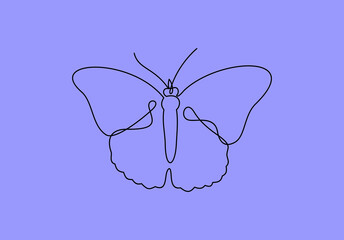 Wall Mural - Butterfly. Continuous line drawing. Vector illustration. 