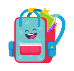 Wall Mural - Cartoon school backpack icon. Vector illustration