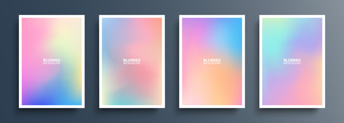 Fototapete - Set of blurred backgrounds with bright abstract blurred color gradients. Templates collection for brochures, posters, banners, flyers and cards. Vector illustration.