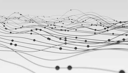 Wall Mural - minimalist abstract paths with dots and bokeh. simple geometric line pattern background. wire elemen
