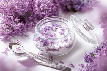 Making homemade lilac sugar