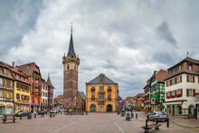 Main Square In Obernai, Alsace, France