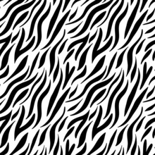 Abstract Zebra Skin Illustration. Seamless Pattern For Universal Use. Folk Art Style. Objects Isolated On White Background.