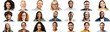 © Vadim Pastuh - Banner with variations of diverse multiracial people, header for website, a lot of diverse employees on the screen, collage of portraits of business persons. College of international people