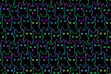 Wall Mural - jpg seamless pattern of cute cat silhouettes