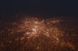 Aerial shot of Rochester (New York, USA) at night, view from south. Imitation of satellite view on modern city with street lights and glow effect. 3d render