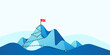 Abstract mountains illustration with flag