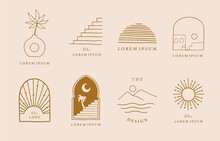 Collection Of Line Design With Sun,window,building.Editable Vector Illustration For Social Media,icon