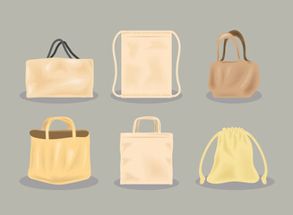 Wall Mural - realistic fabric bags