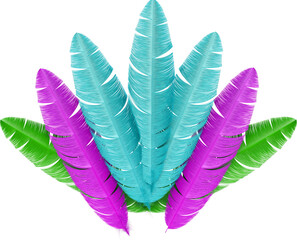 Wall Mural - Colorful carnival feathers in 3d render realistic
