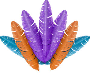 Wall Mural - Colorful carnival feathers in 3d render realistic