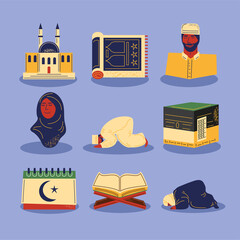 Wall Mural - islamism icon set