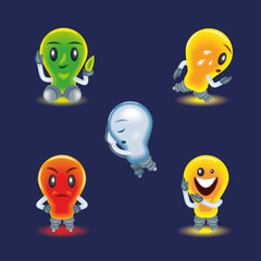 Poster - icons light bulbs cartoon