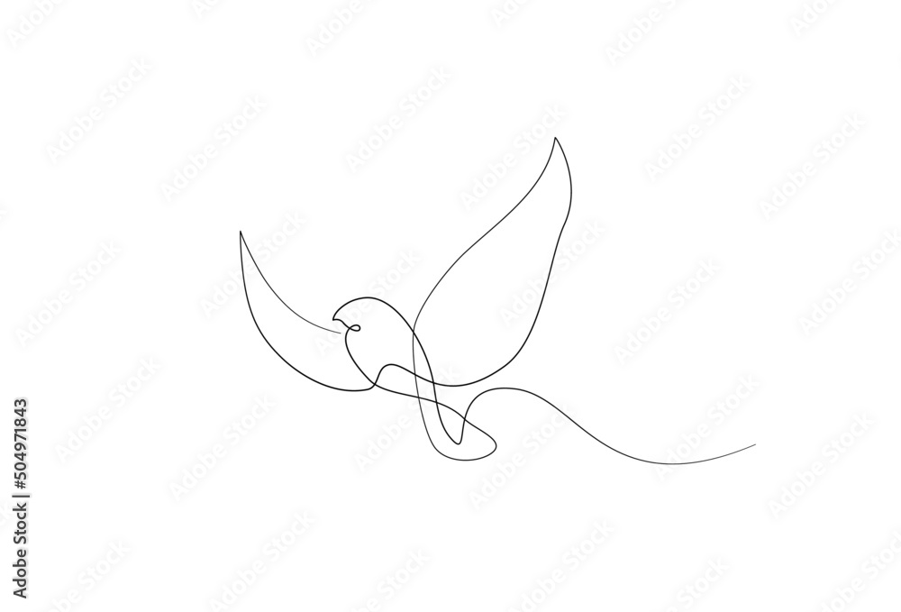 Flying bird continuous line drawing Stock Vector | Adobe Stock