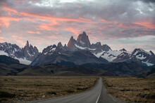 The Long Highway Stretching Towards El Chalten And The Amazing P