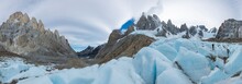 The Rolling Ice Of Glacier In The Backcountry Behind Fitzroy.