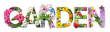 Fototapeta Na drzwi - Garden. Floral letters. The letters are made from colorful flower photos.
