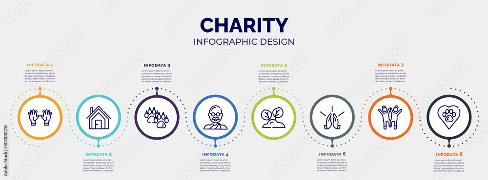 Community Service Inforgraphy infographic for charity concept. vector infographic template with icons ...