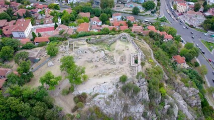 Canvas Print - Remains of ancient fortress on Nebet Tepe hill in Plovdiv, Bulgaria, 4k video