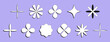 Minimalistic geometric shapes set. Stars and flower simple icons. Inspired design elements. Isolated vector illustration.
