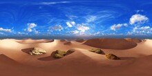 Panorama Of Sandy Desert. Environment Map, HDRI, Equidistant Projection, Spherical Panorama, Panorama 360, 3d Rendering