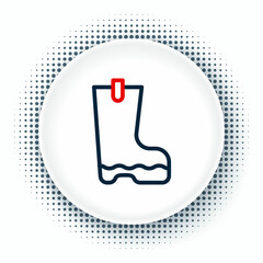 Sticker - Line Waterproof rubber boot icon isolated on white background. Gumboots for rainy weather, fishing, gardening. Colorful outline concept. Vector