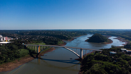 View of the Friendship Bridge 08 may 2022 (Ponte da Amizade) over the Parana river, connecting Brazil, to Paraguay