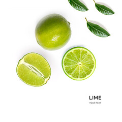 Wall Mural - Creative layout made of lime. Flat lay. Food concept.