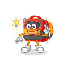 Poster - backpack got an idea cartoon. mascot vector