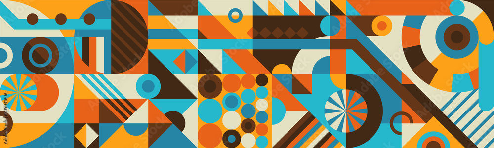 Geometric background design in abstract retro style. Vector ...