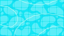 Title: Summer Pool Top View Cartoon Animation. Blue Water Ripple Top View