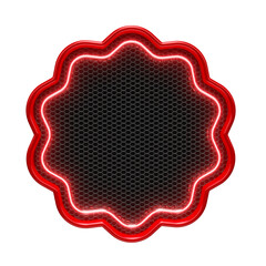 Wall Mural - Frame with red neon ripples in grid 3d render