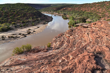 Wall Mural - Panoramic aerial landscape view of Murchison Gorge and river
