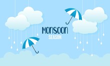 Monsoon Season Composition With Flat Design