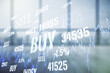 © Pixels Hunter - Multi exposure of virtual abstract financial diagram on abstract empty interior background, banking and accounting concept