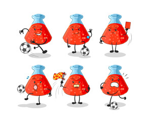 Poster - chemical tube football group character. cartoon mascot vector