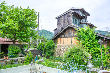 Wall Mural - The beautiful rural cafe and garden.