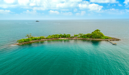 Wall Mural - Aerial view of a desert island in a turquoise water located in the Gulf of Thailand is so beautiful