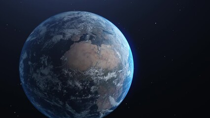 Wall Mural - 3d animation of the rotation of the planet earth. planet with beautiful atmospheric glow. 