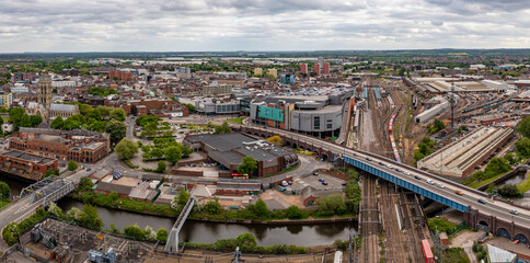 Wall Mural - Aerial view of Doncaster cityscape