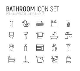 Sticker - Simple line set of bathroom icons.