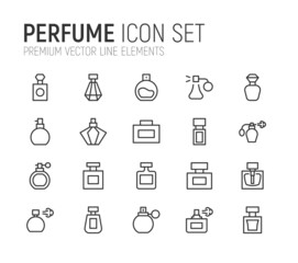 Sticker - Simple line set of perfume icons.