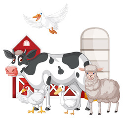 Wall Mural - Farming theme with many animals