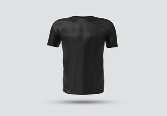 Wall Mural - Isolated black t-shirt with shadow Mockup. Template of jersey on white background